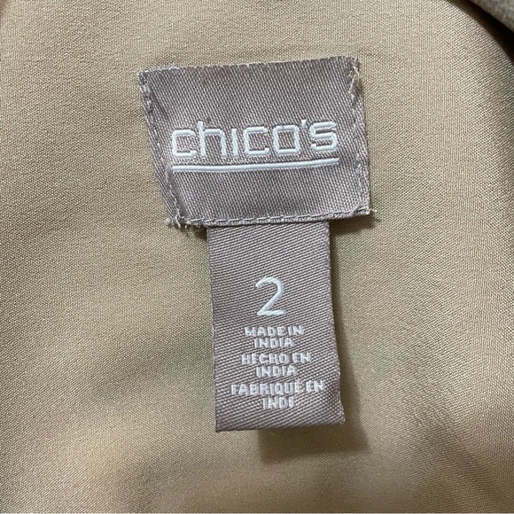 Chico's Tan Women’s Blouse 2 Shimmer Sparkling Party Holiday*READ* - Picture 3 of 6